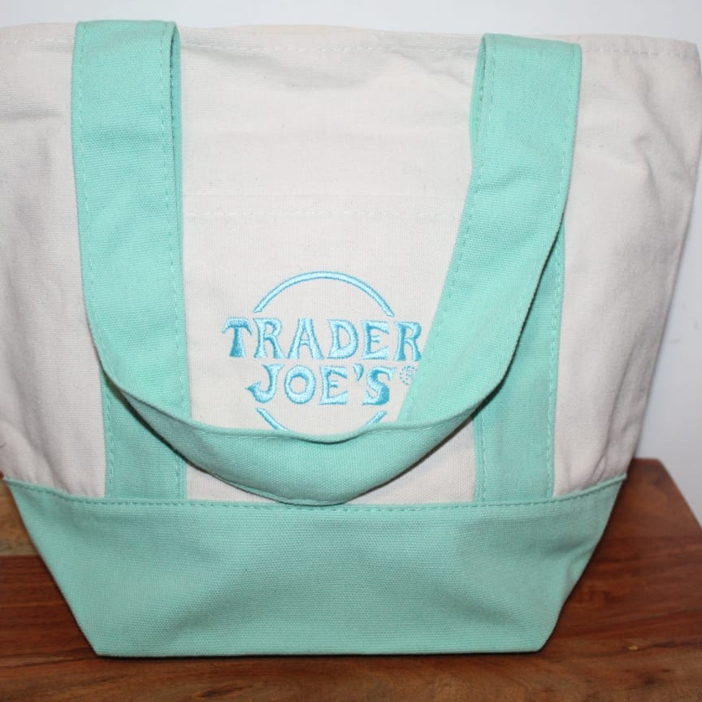 Trader Joe's Mint and Cream Tote Bag